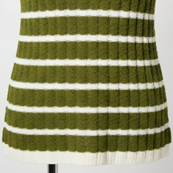 NWOT Joan Rivers Olive Striped Cotton Crochet Sweater Tank L - Picture 7 of 15